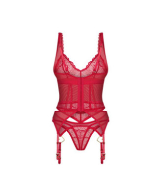 Cupide Desir corset et string - Rouge